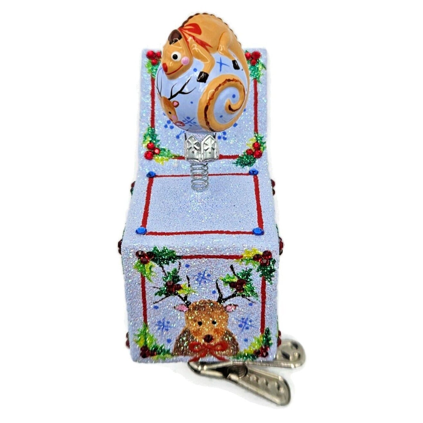 Patricia Breen Pop Goes the Chameleon Reindeer Holly Clip On Christmas Ornament