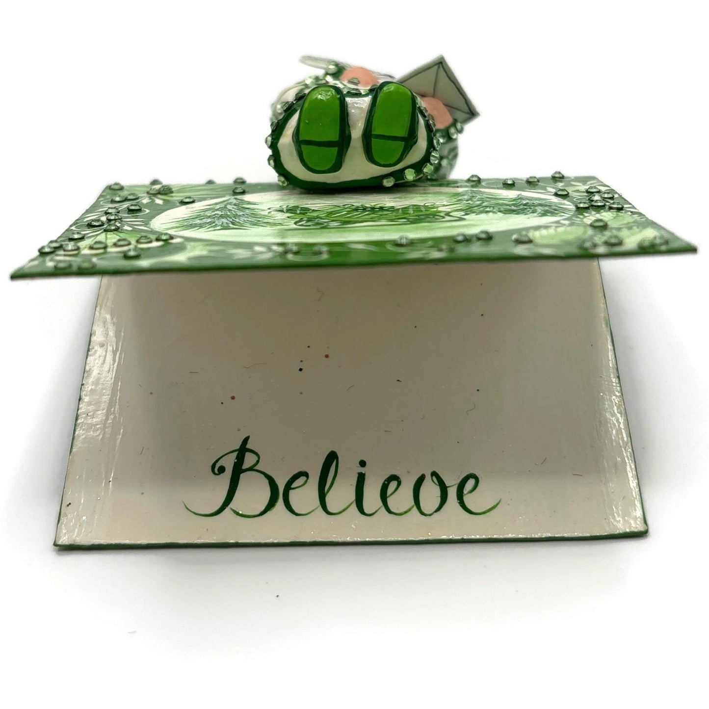 Patricia Breen Joycean Claus Chinoiserie Green Free Standing Christmas Ornament