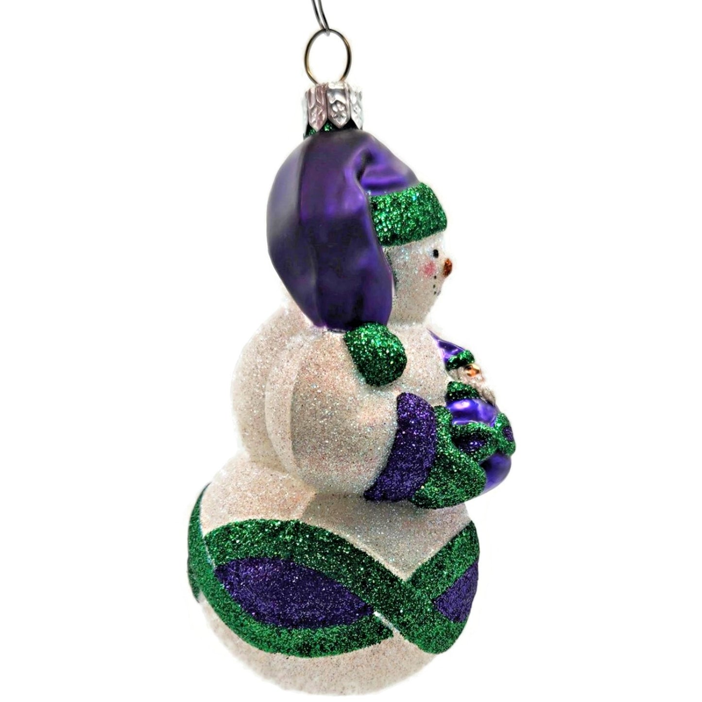 Patricia Breen Faberge Snowman Purple Green Winter Christmas Tree Ornament