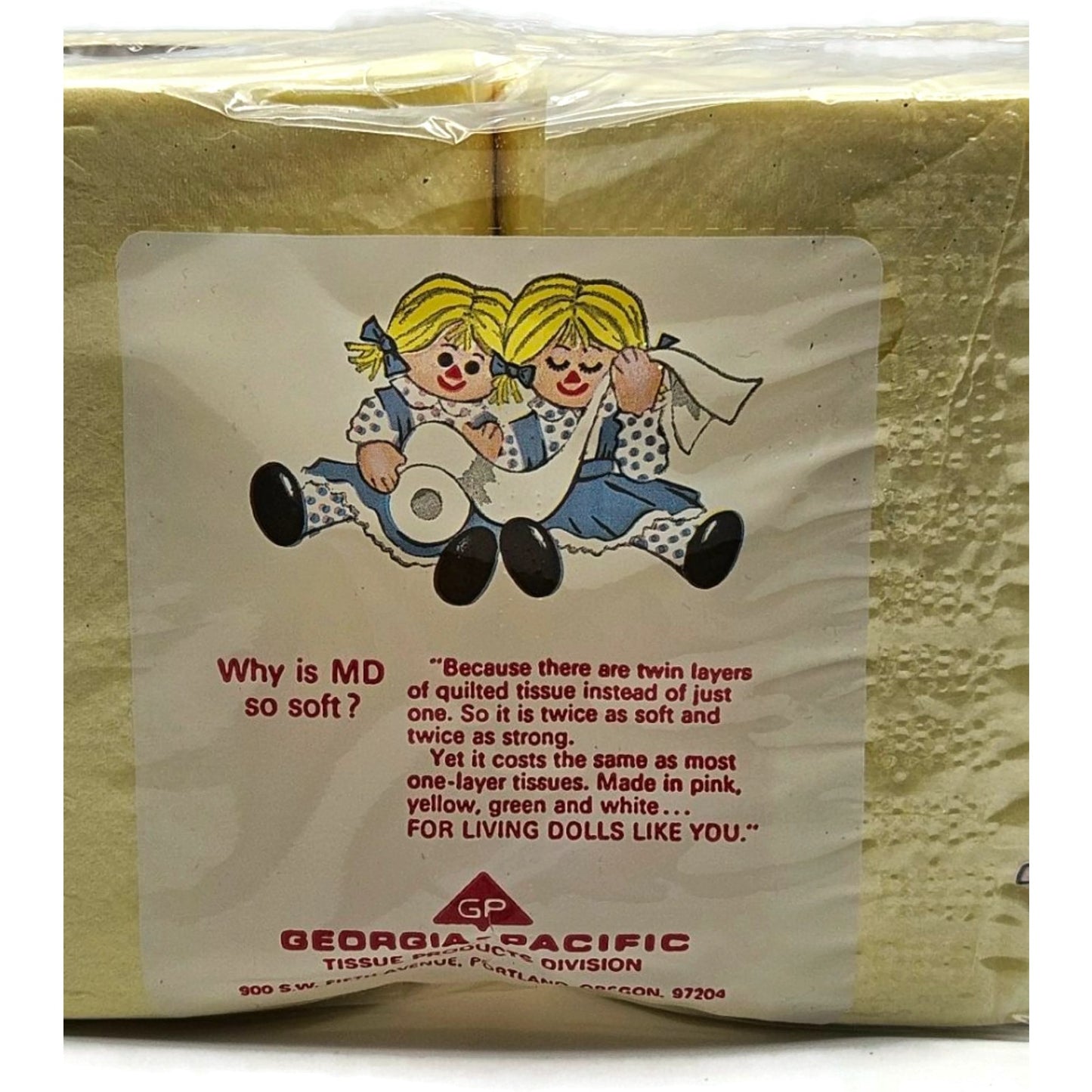 Vintage MD Toilet Paper Yellow Twin Quilted Bathroom Tissue 2 Rolls 2 Ply NEW