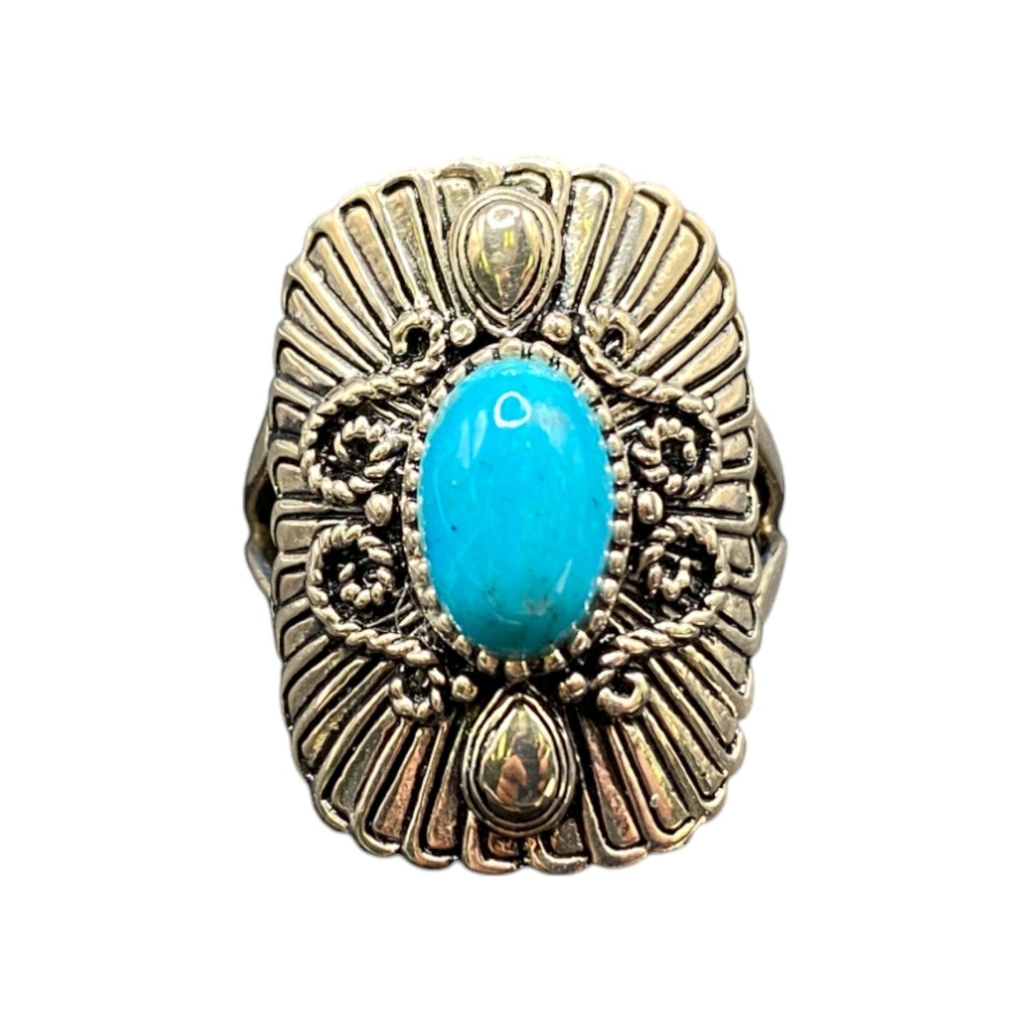 BBJ Ring Sleeping Beauty Turquoise Gemstone Oval 925 Sterling Silver Size 8