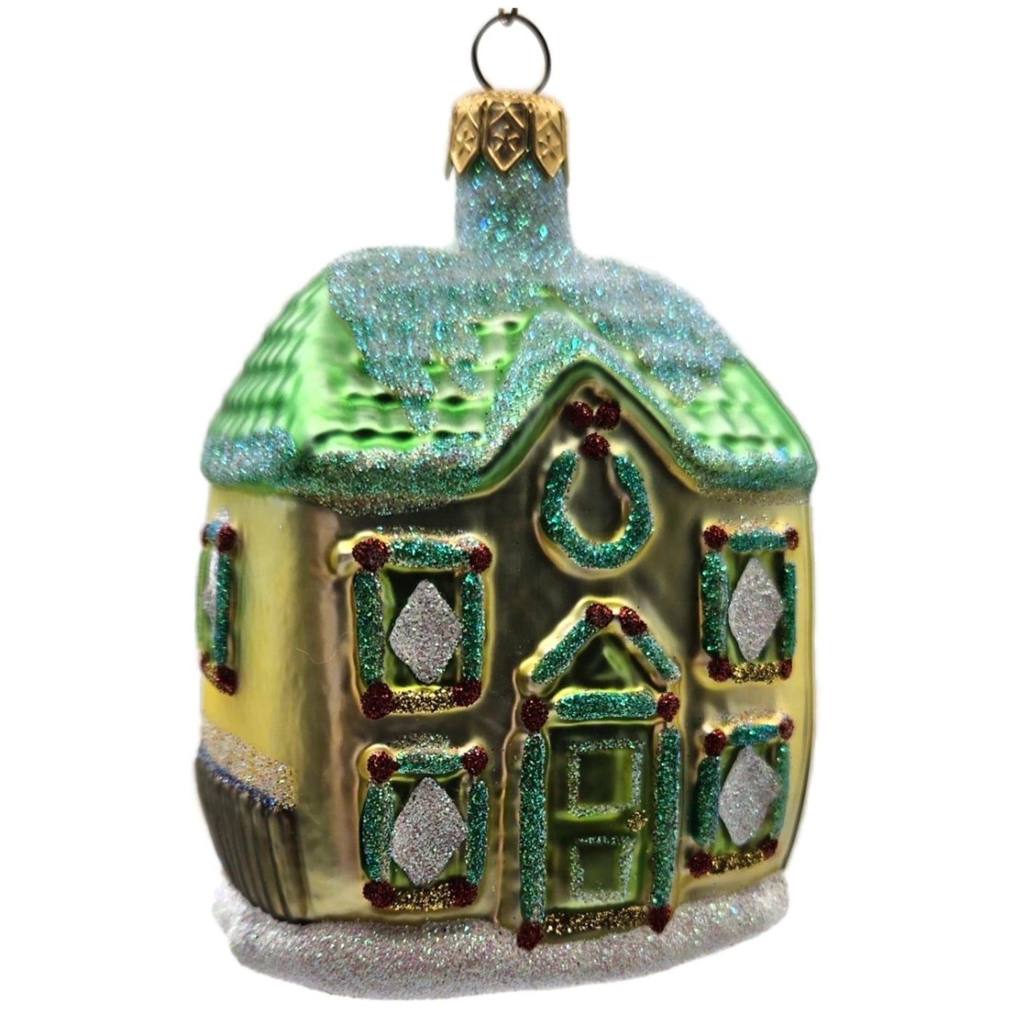 Patricia Breen Garland House Gold Green Roof Pine Christmas Ornament Milaegers