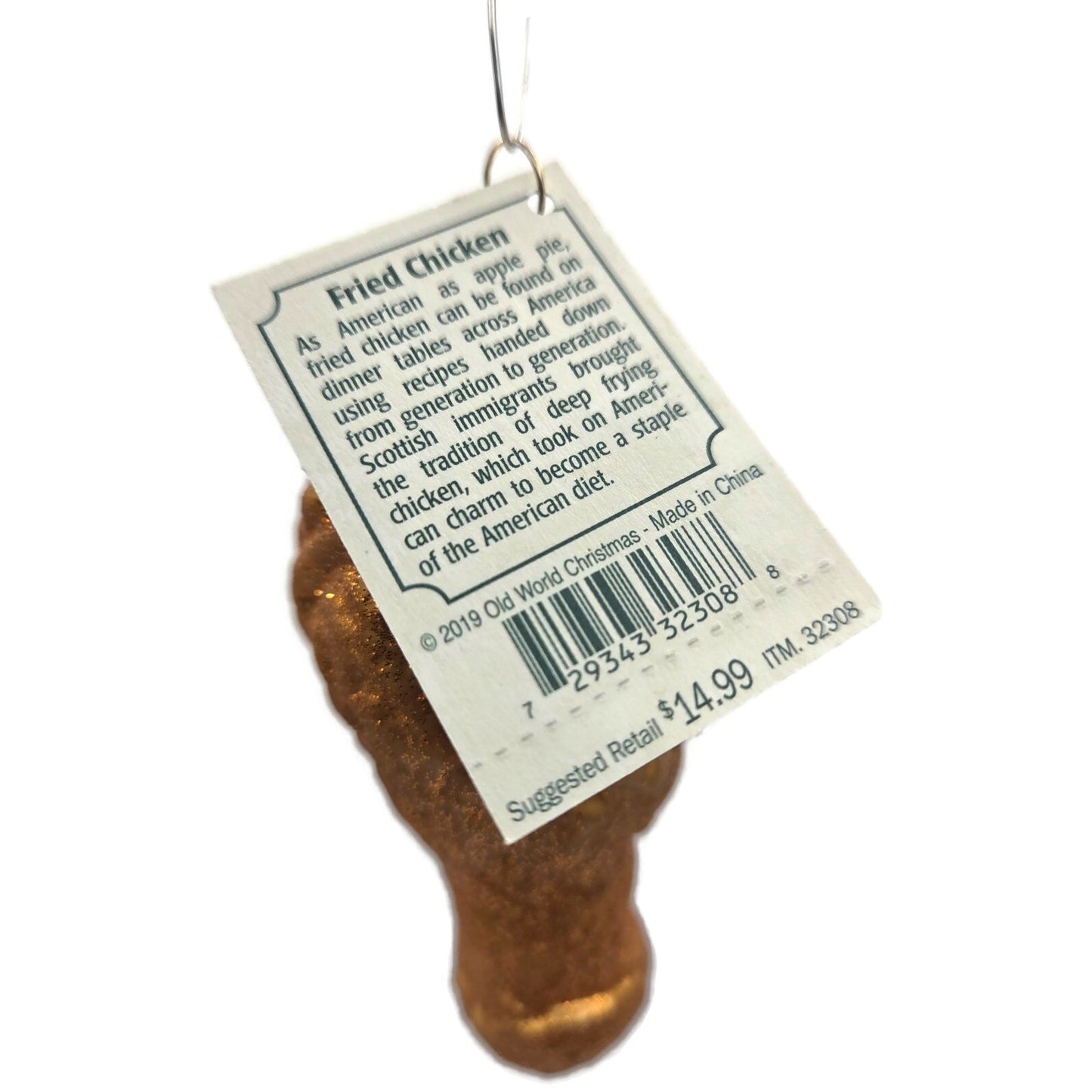 OWC Fried Chicken Leg Food Ornament Blown Glass Old World Christmas Tree Decor