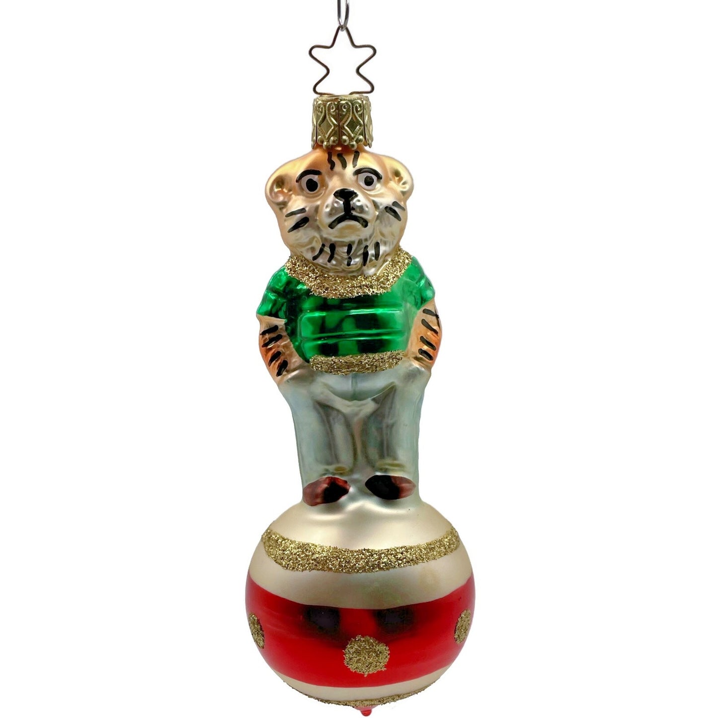 Tony Tiger With Green Shirt Inge Glass Ornament German Christmas Tree Decoration