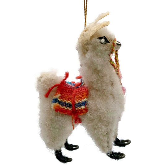 Vintage Ornament Fur Peruvian Mama Baby Llama Alpaca Animal Christmas Tree Decor