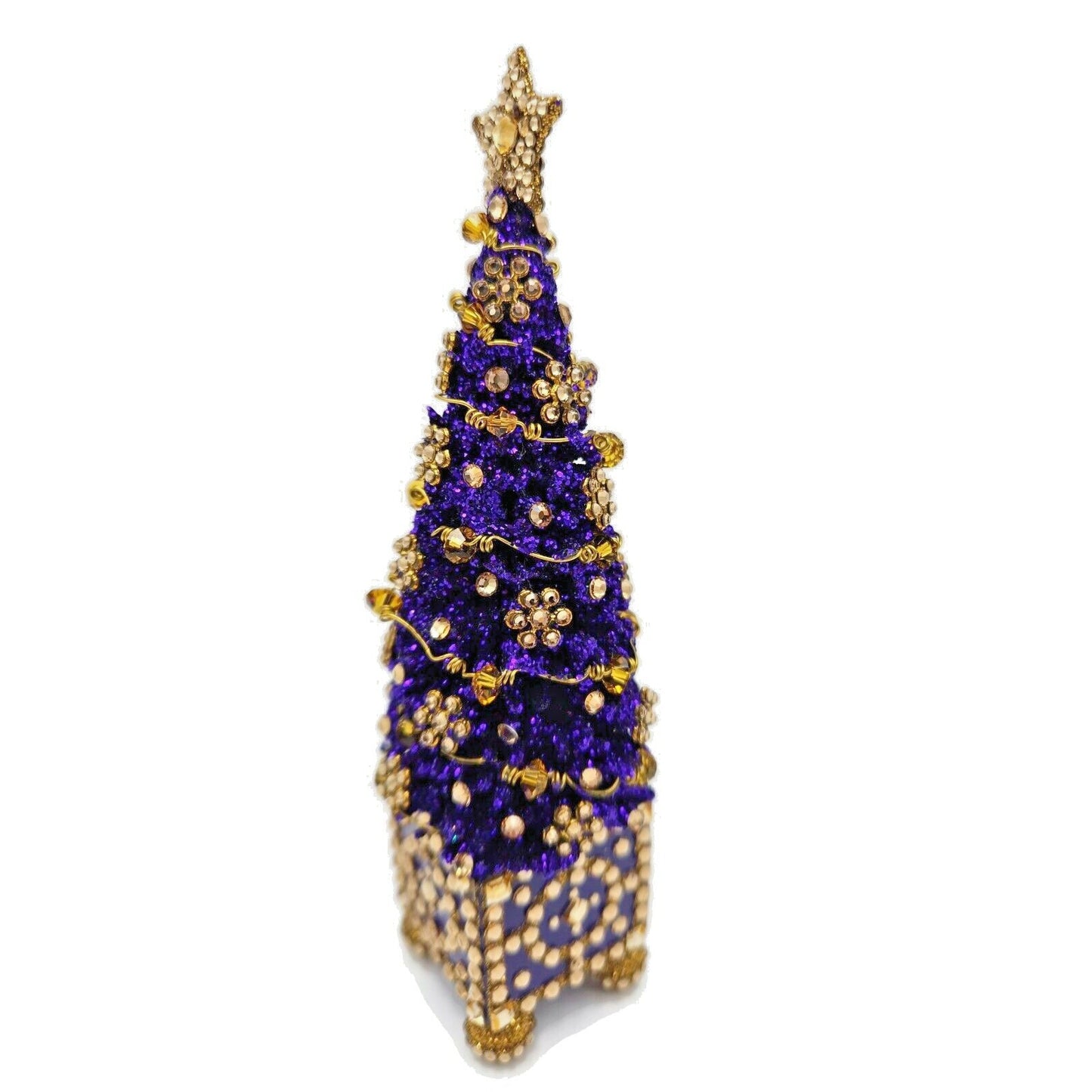 Patricia Breen Arbre de Noël Purple Gold Jeweled Christmas Holiday Tree Ornament