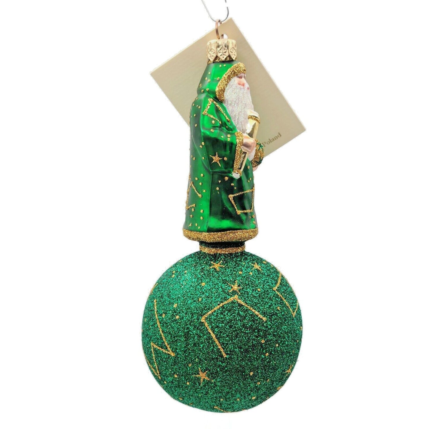Patricia Breen Miniature Copernicus on Sphere Green Gold Christmas Tree Ornament