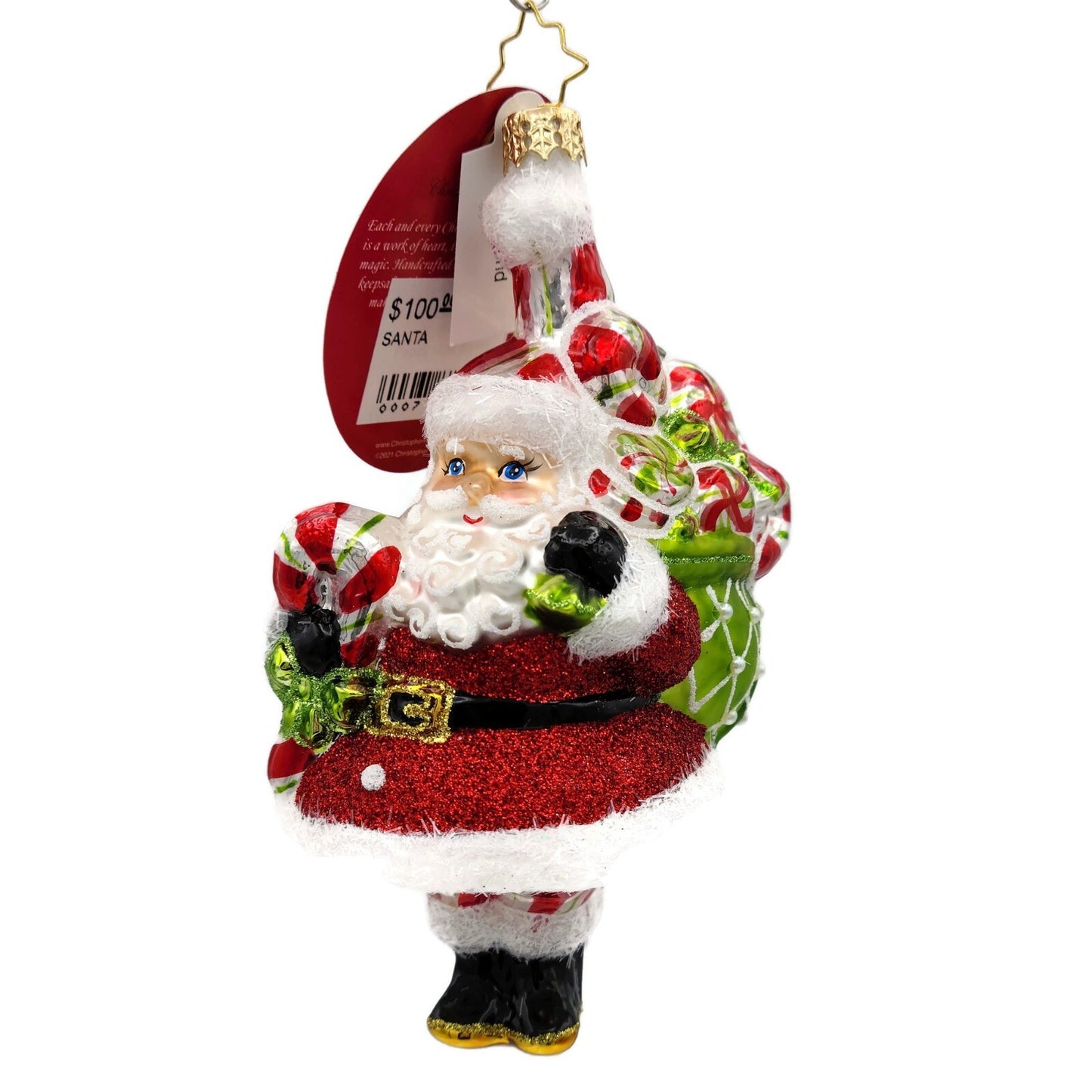 Christopher Radko Peppy Mint Santa Christmas Tree Holiday Ornament 1021185
