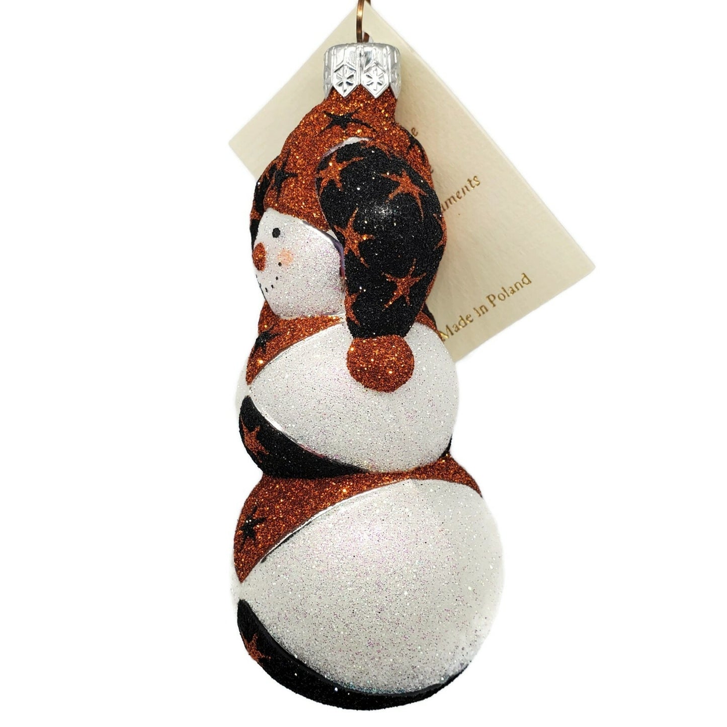 Patricia Breen Halloween Harlequin Snowman Orange Black Holiday Ornament