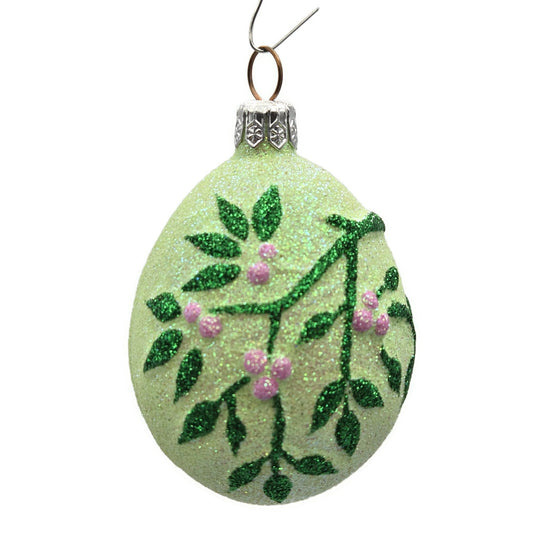 Patricia Breen Mistletoe Egg Light Green Heart Christmas Holiday Tree Ornament