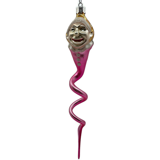 Christopher Radko Clown Snake Pink Gold Jester Spiral Twist Christmas Ornament