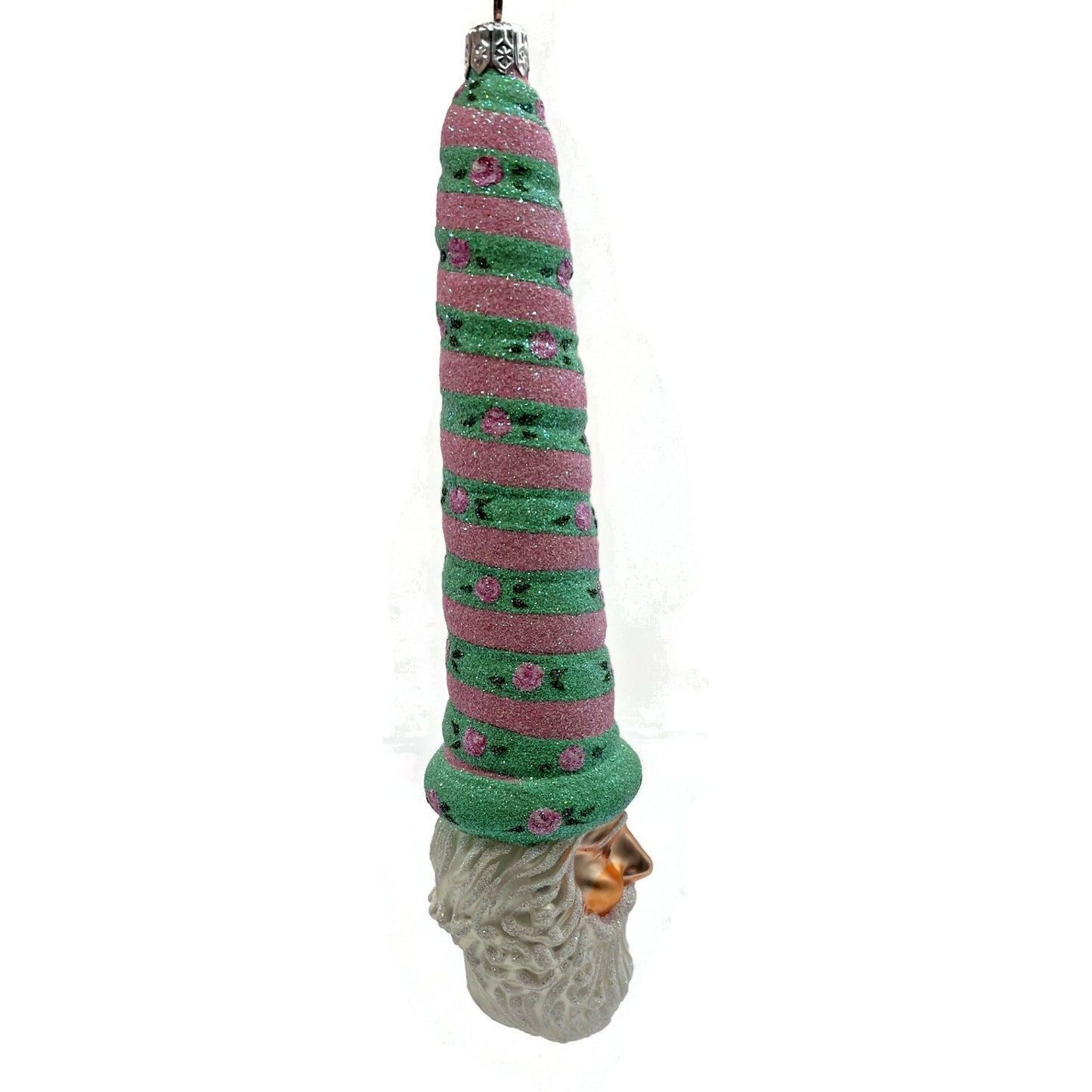Patricia Breen Ornament Sucre Santa Pink Green Roses Spring Christmas Tree Decor