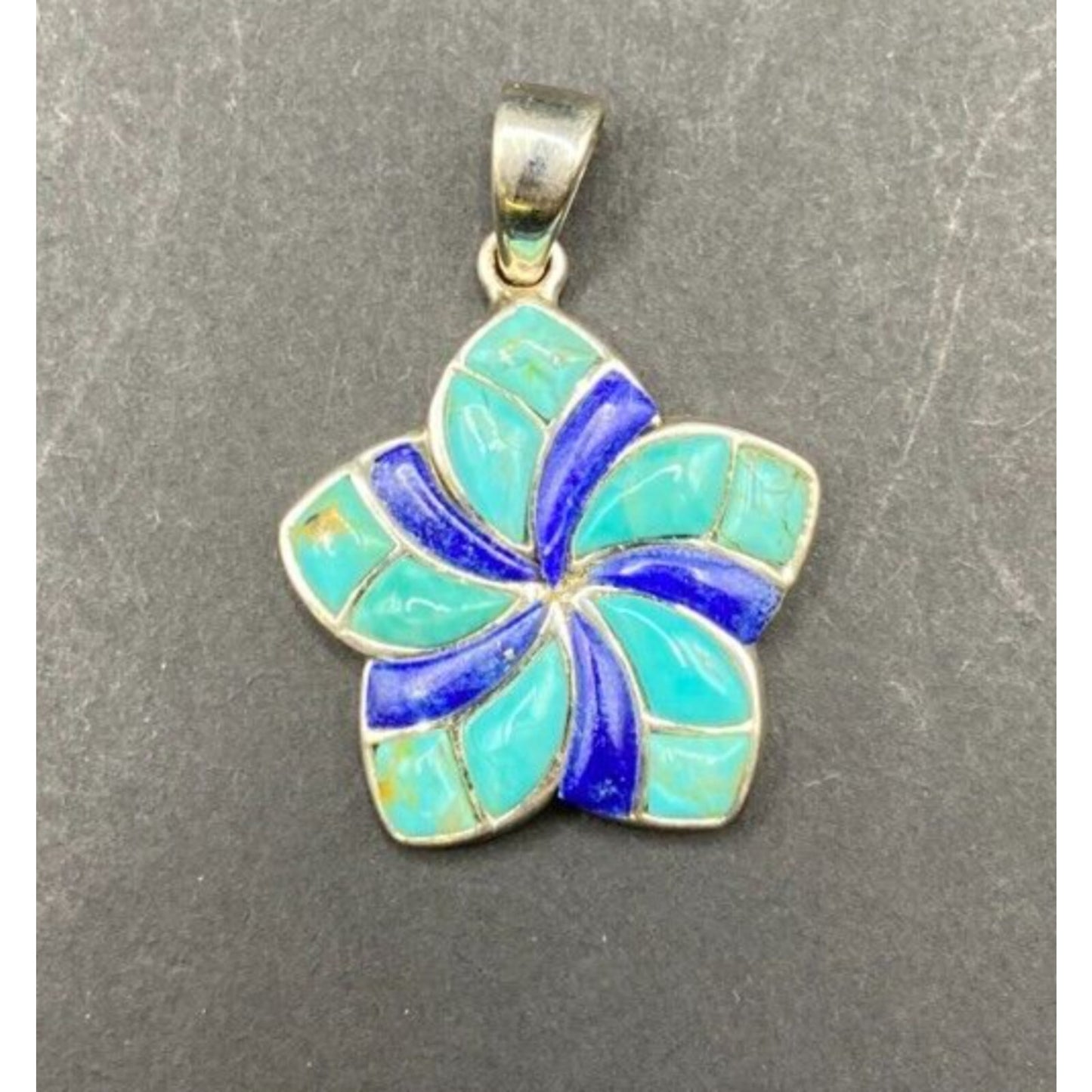 Turquoise Lapiz Lazuli Star Pendant Sterling Silver Blue Semi Precious Stone NK