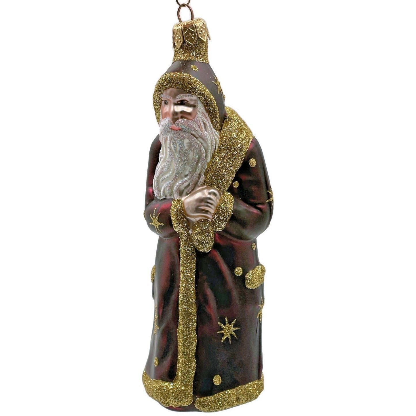 Patricia Breen Father Time Bordeaux Polka Dots Snowflakes Christmas Ornament