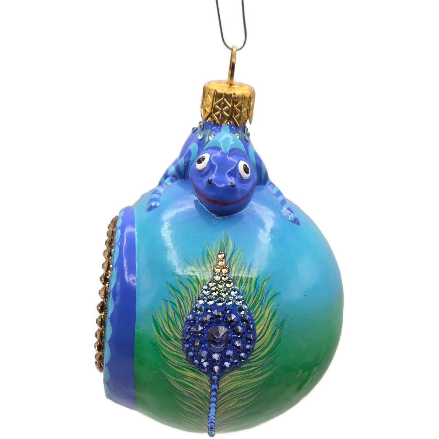 Patricia Breen Happy Holidays Hamish Shades Peacock Chameleon Christmas Ornament