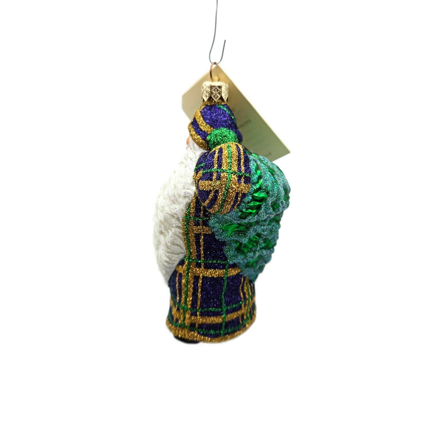Patricia Breen Santa For Jason Plaid Purple Glittered Christmas Holiday Ornament