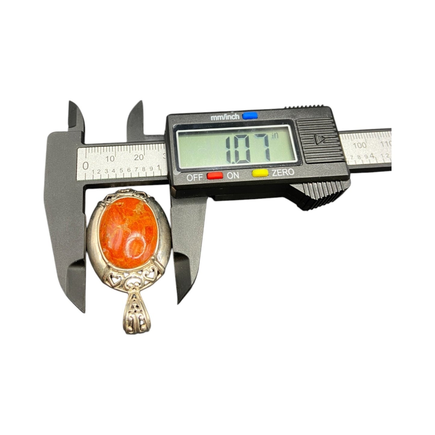 Orange Spiny Oyster Shell Oval Shaped Pendant 925 Sterling Silver NK Thailand