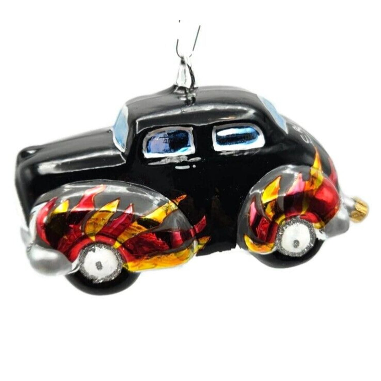 Christopher Radko Hot Wheels Black Hot Rod Car Christmas Tree Ornament 98-1420