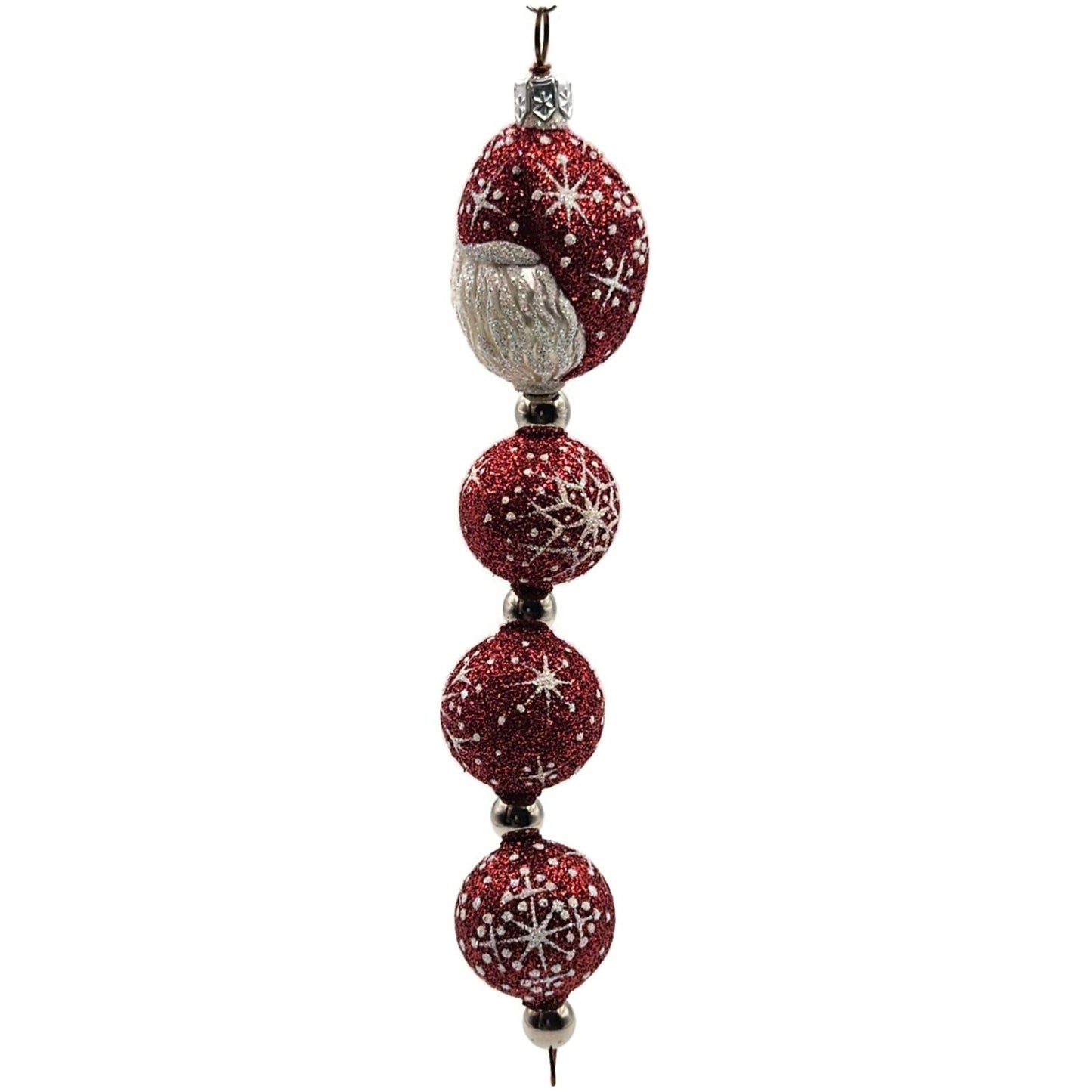 Patricia Breen Santa Claus Kinetic Icicle Red Snowflakes Christmas Tree Ornament