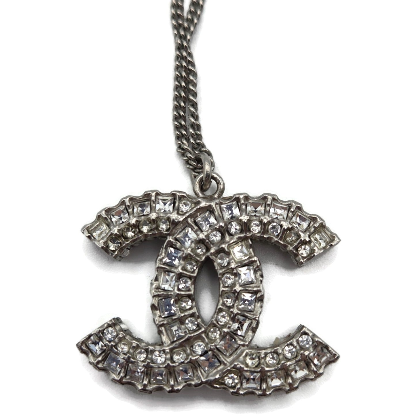Chanel Crystal CC Logo Pendant Necklace Chanel France Vintage Fashion Jewelry