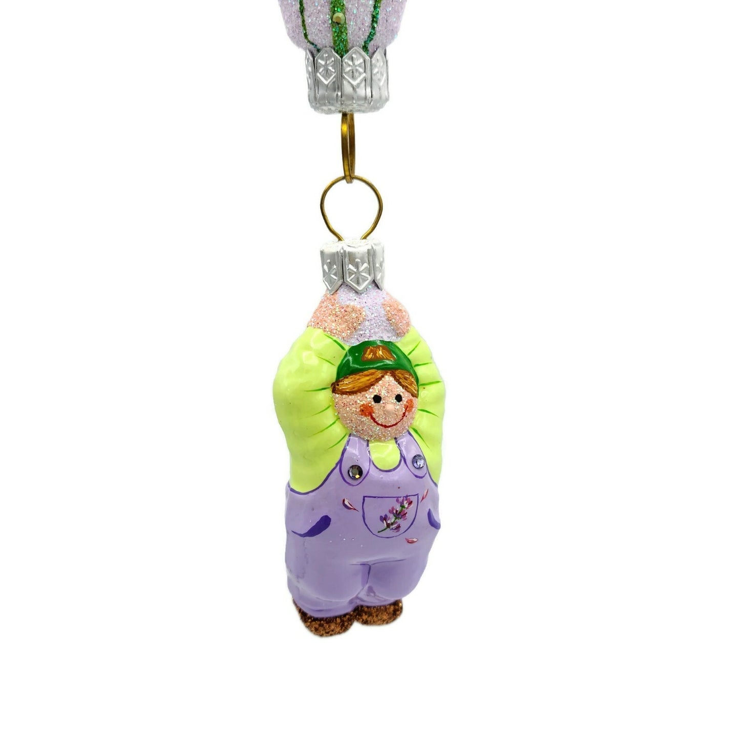 Patricia Breen Miniature Balloon Boy Lavender Floral Christmas Holiday Ornament