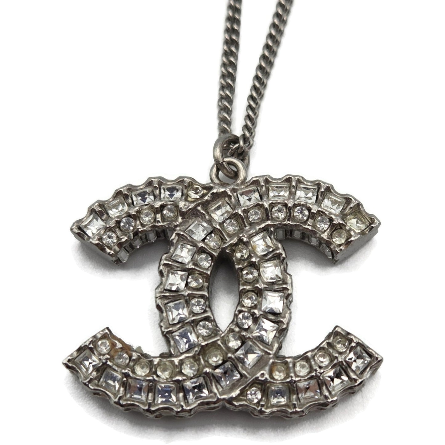 Chanel Crystal CC Logo Pendant Necklace Chanel France Vintage Fashion Jewelry