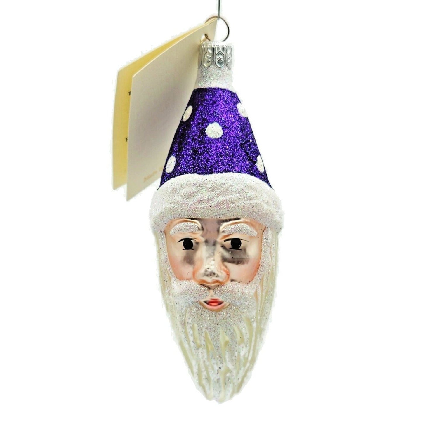 Patricia Breen Faux Fur Santa Purple Plum Polka Dots Christmas Tree Ornament