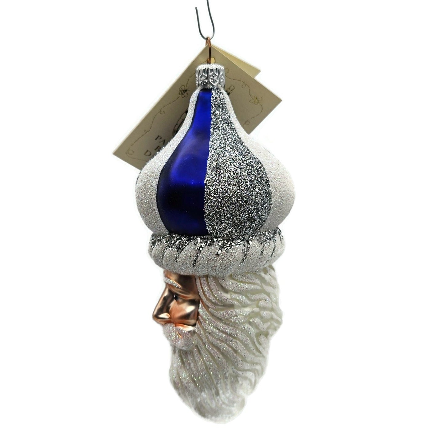 Patricia Breen Carnival Noel Blue Silver Santa Claus CO Christmas Tree Ornament