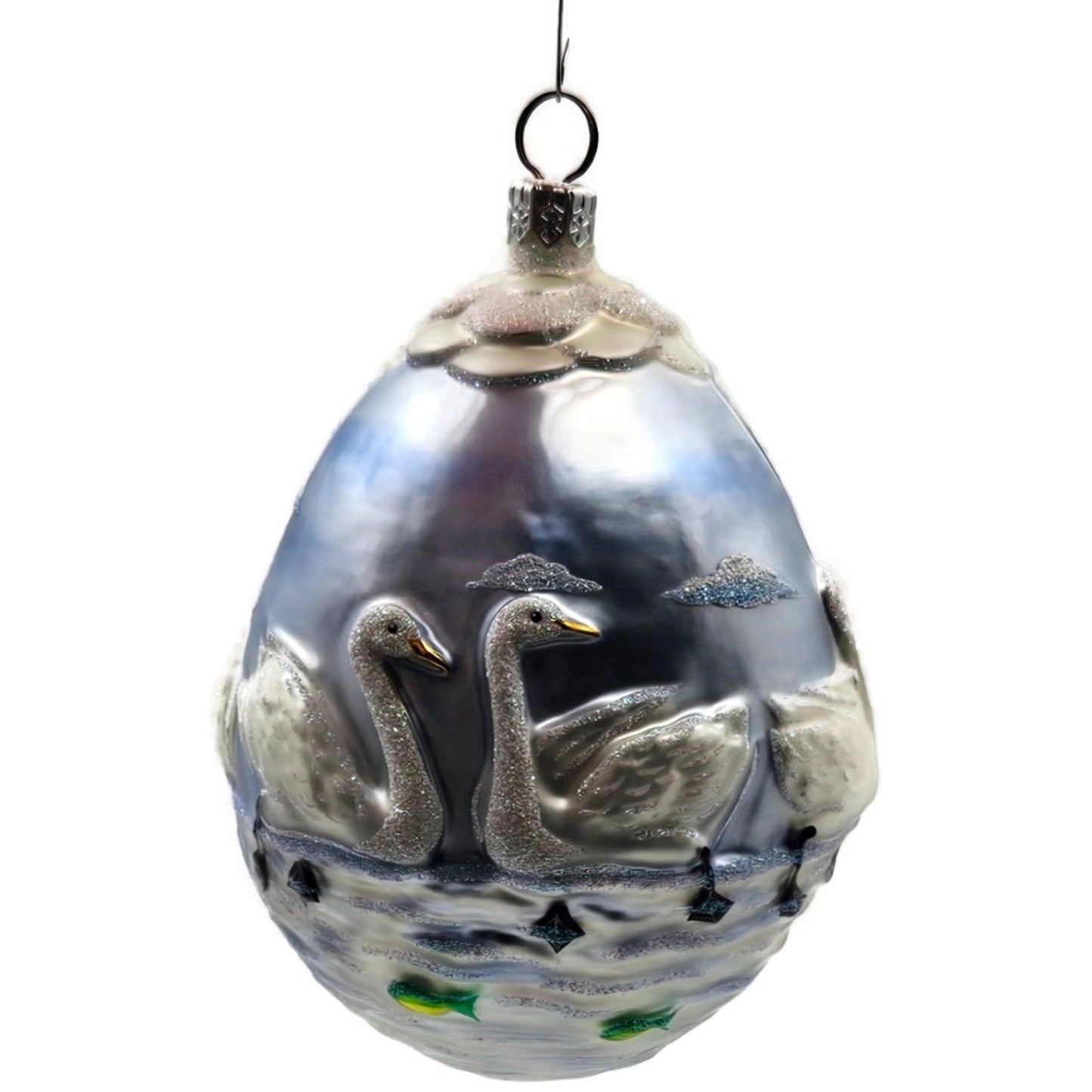 Patricia Breen Seven Swimming Swans Birds Pearl Blue 12 Days Christmas Ornament