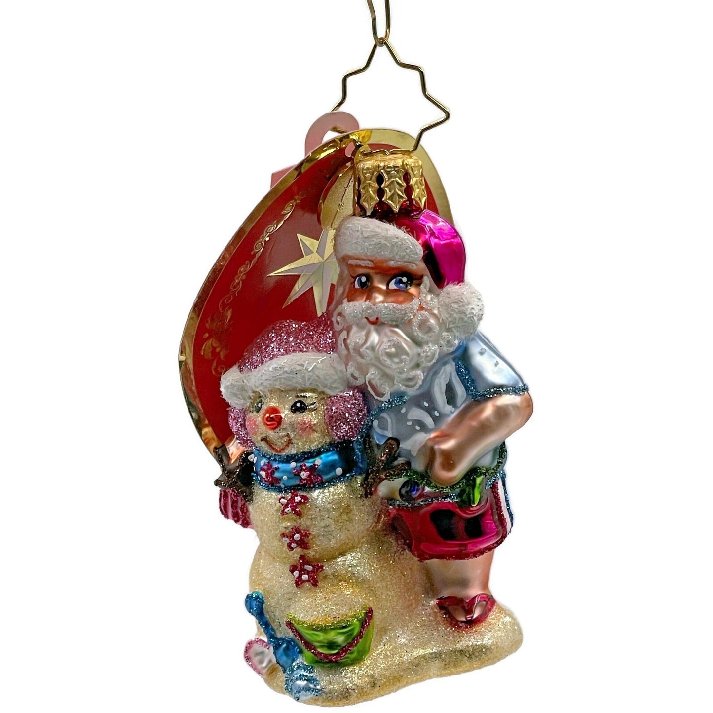 Christopher Radko Sandy Snow Team Gem Santa Claus Beach Christmas Ornament