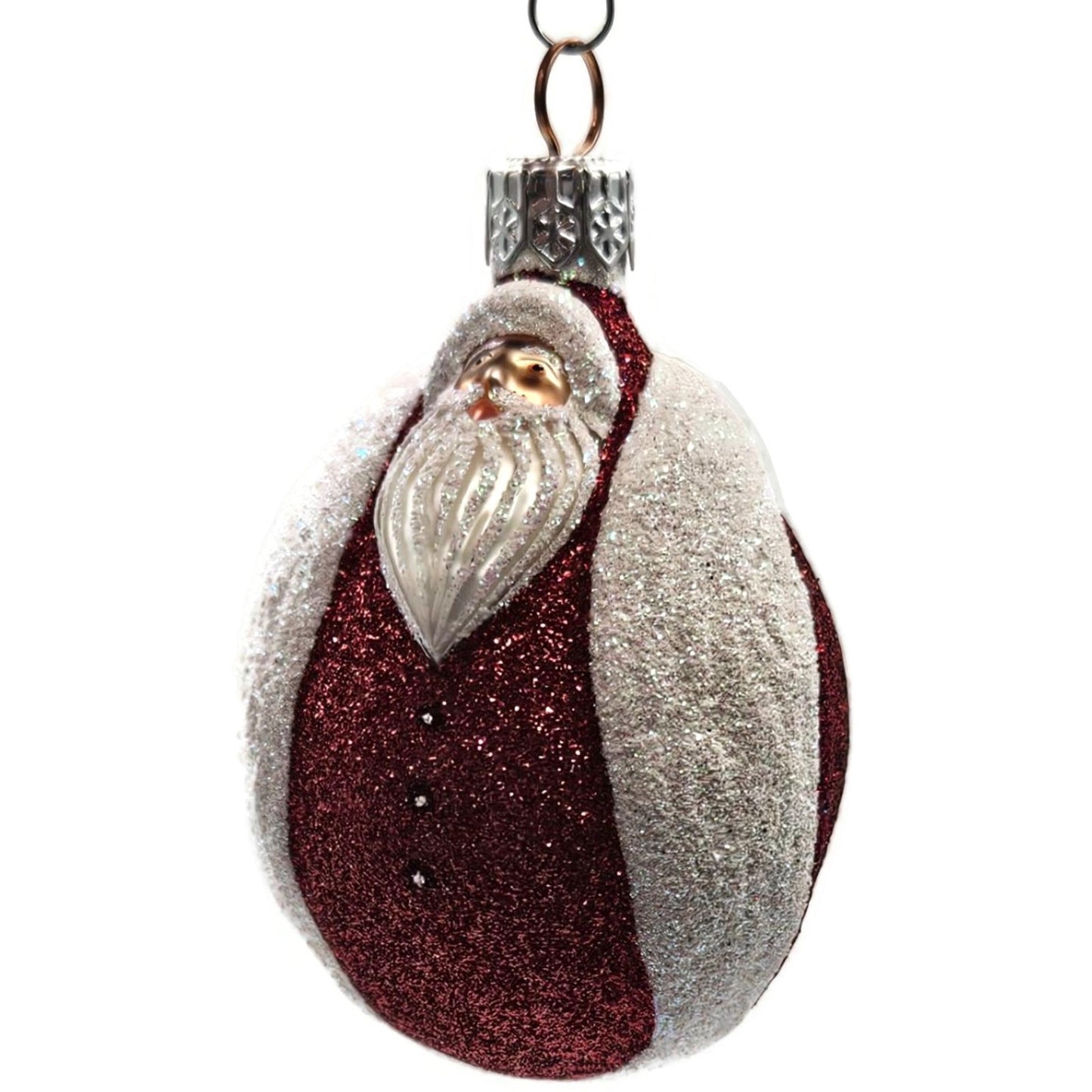Patricia Breen Santa Ladybug White Red Glittered Christmas Tree Ornament
