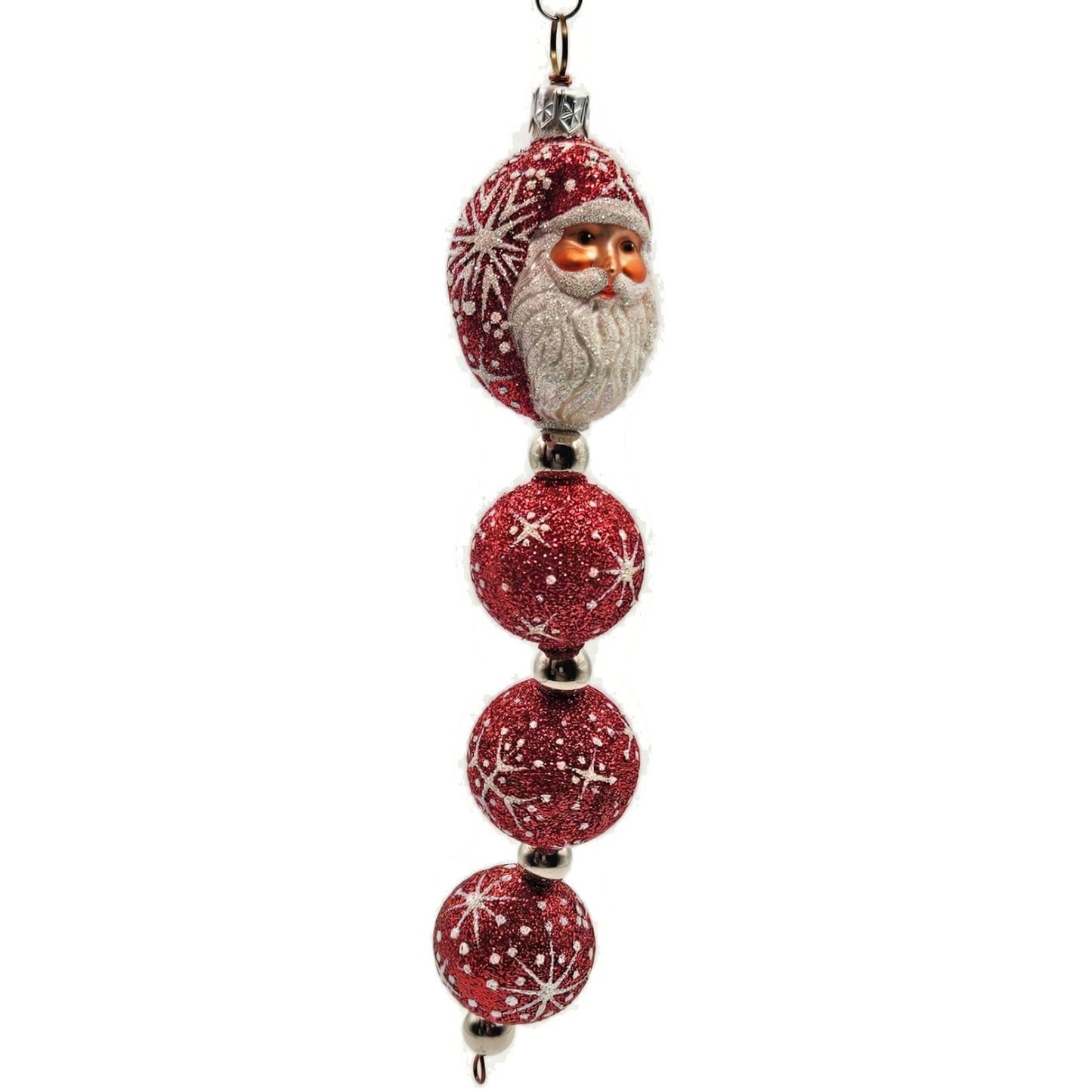 Patricia Breen Santa Claus Kinetic Icicle Red Snowflakes Christmas Tree Ornament