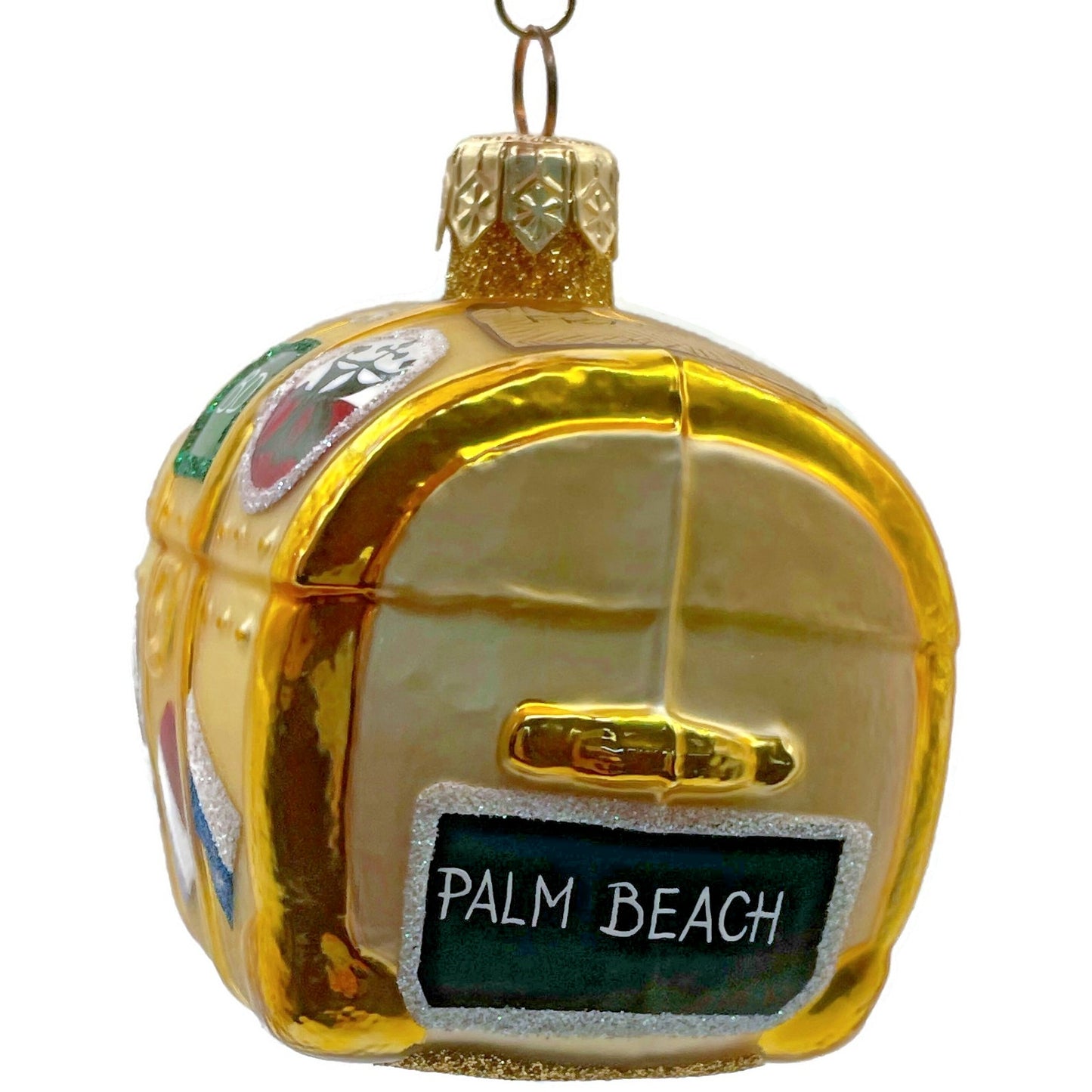 Patricia Breen Bon Voyage Gold Palm Beach Travel Trunk Christmas Tree Ornament