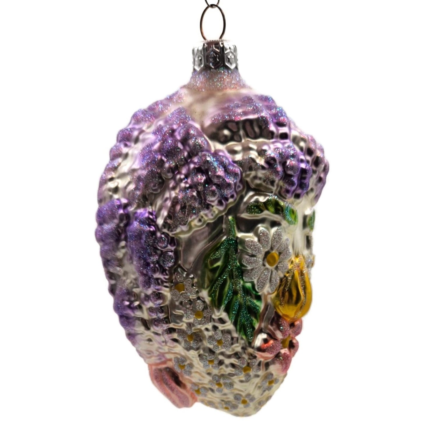 Patricia Breen Arcimbaldi Santa Purple White Flowers Spring Christmas Ornament