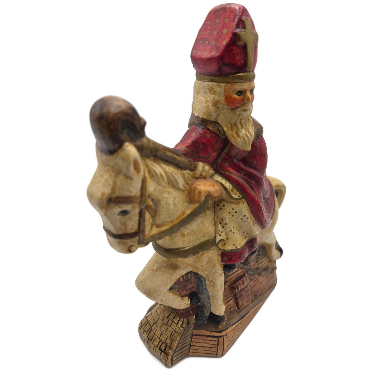 Vaillancourt Small Dutch Saint Nicholas on Roof Chalkware Folk Art XMas Figurine
