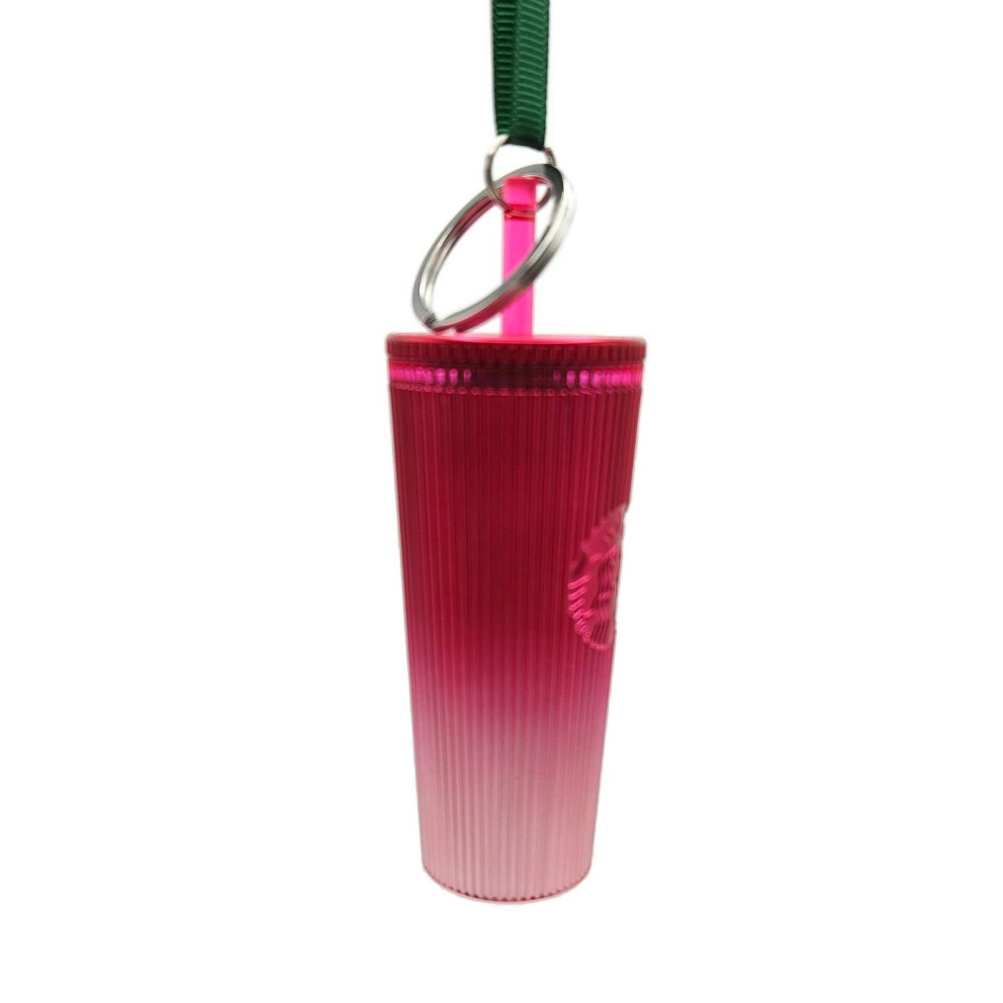 Starbucks Key Chain Ornament Ribbed Cold Cup Tumbler Ornament Pink Christmas