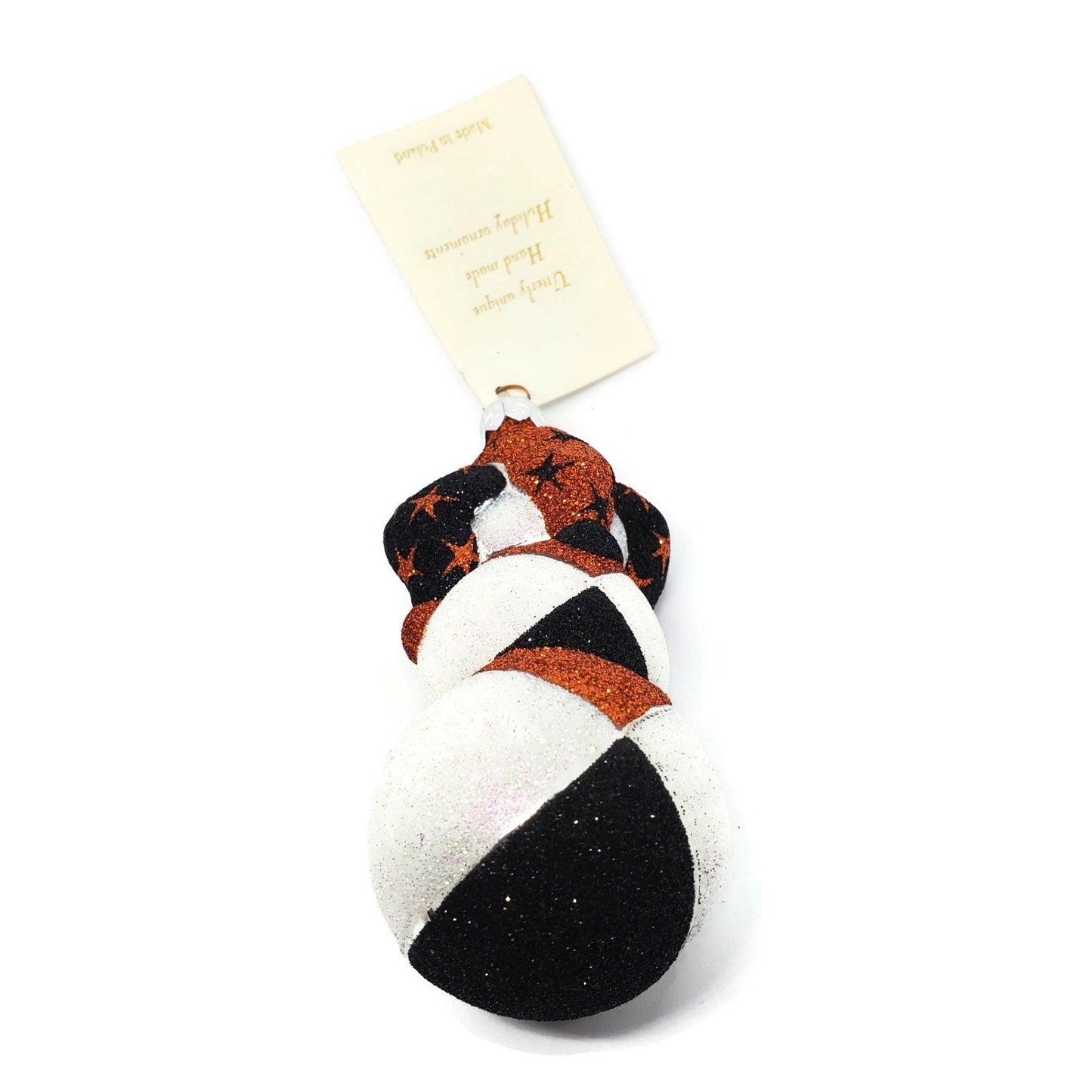 Patricia Breen Halloween Harlequin Snowman Orange Black Holiday Ornament