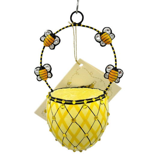 Patricia Breen Spring Basket Bees Yellow Insects Spring Jeweled Holiday Ornament