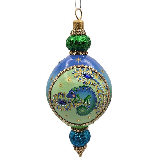 Patricia Breen Le Fleuron Peacock Extraordinaire Chameleon Christmas Ornament