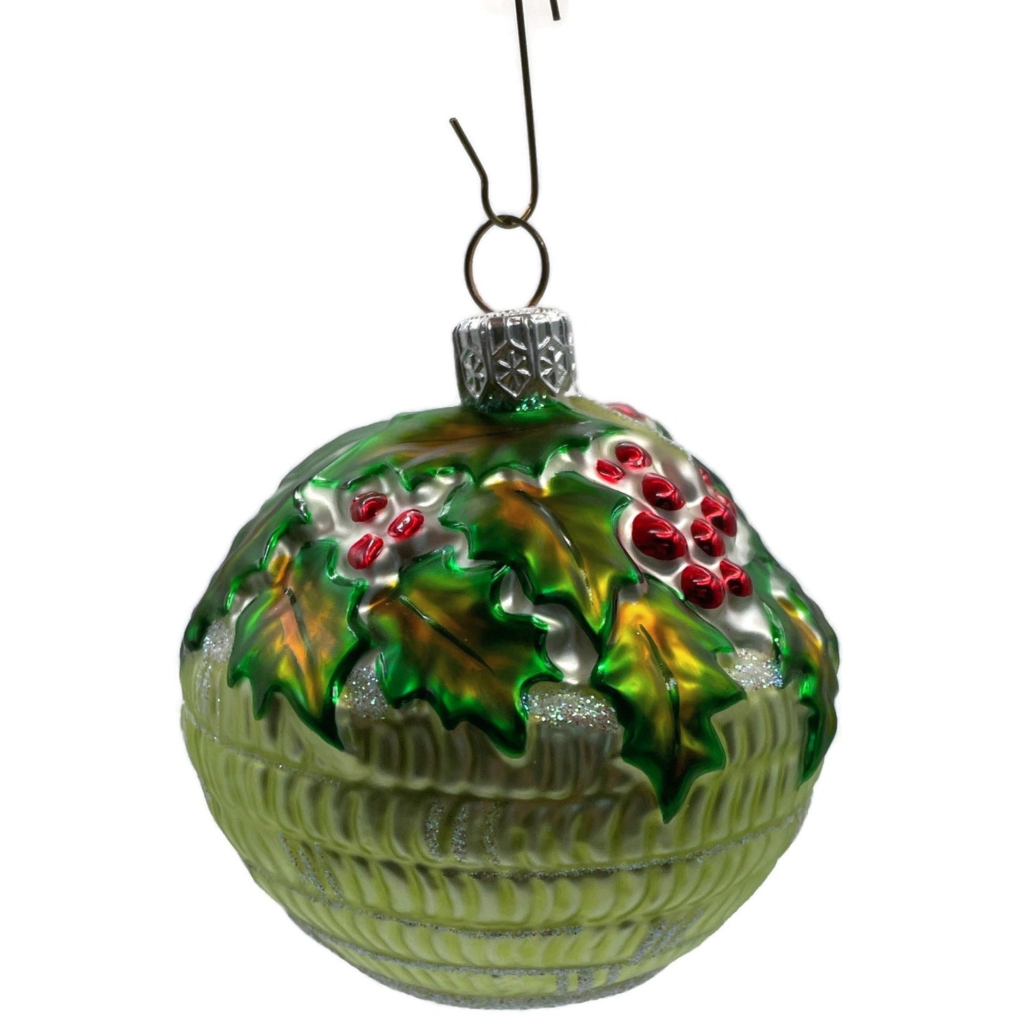 Patricia Breen Holly Basket Green Light Christmas Holiday Tree Ornament