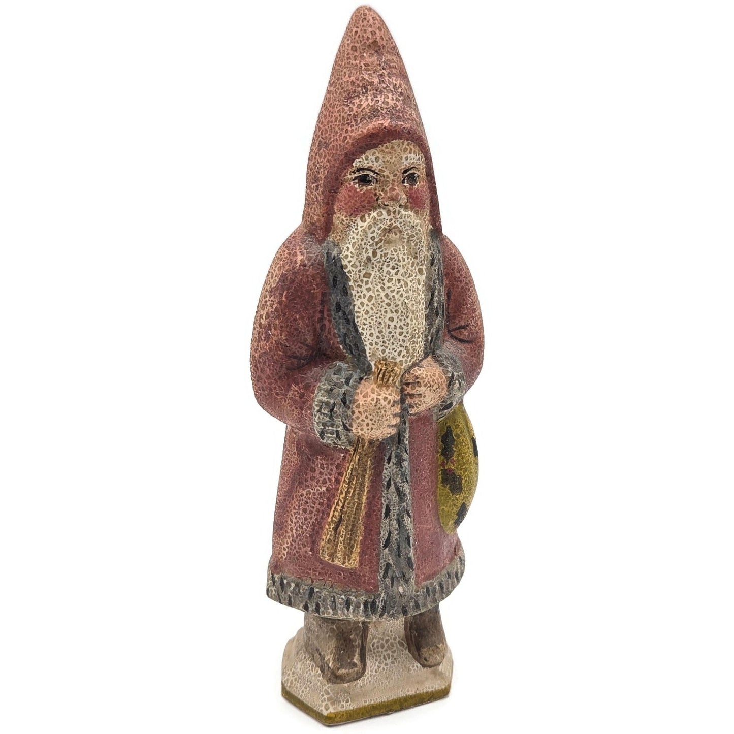 Vaillancourt Vaillancourt Belsnickel with Holly Sack Chalkware Folk Art Figurine