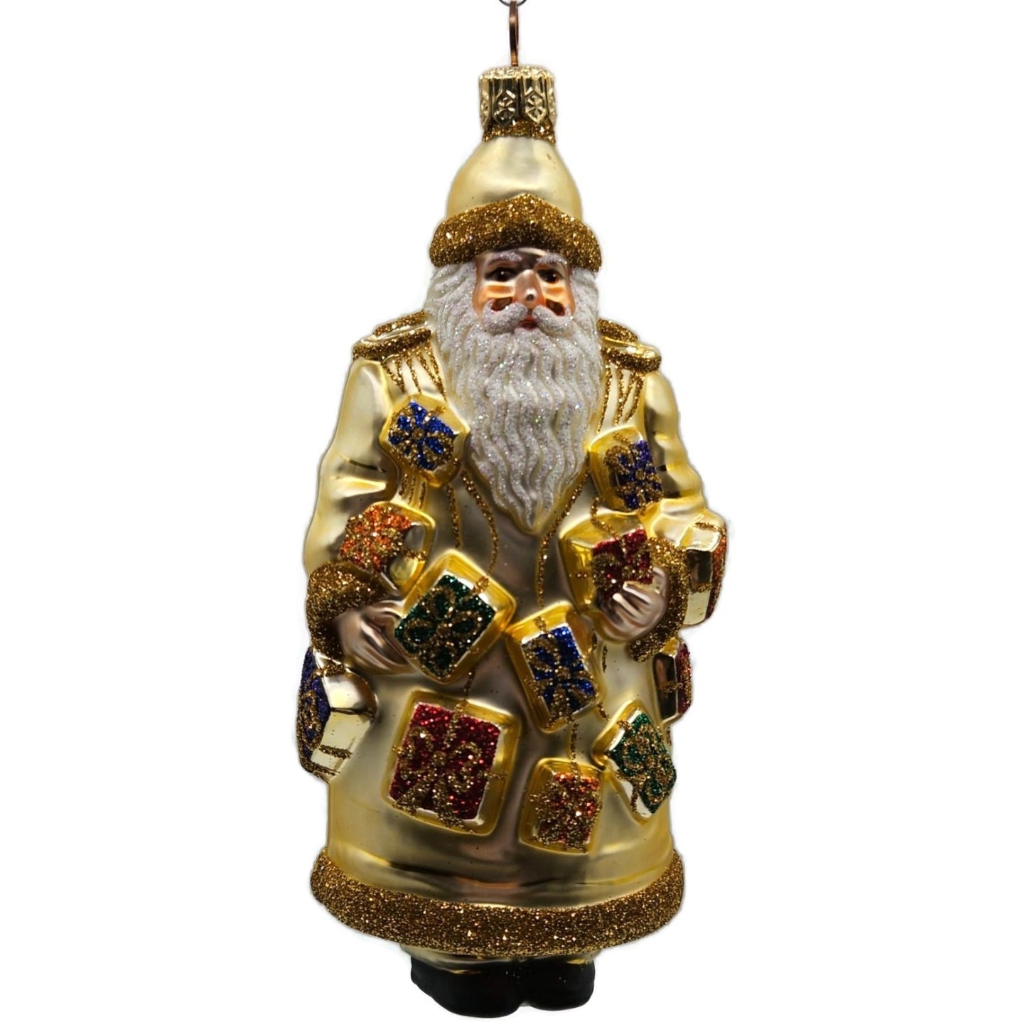Patricia Breen Portobello Road Santa Claus Gold Presents Christmas Tree Ornament