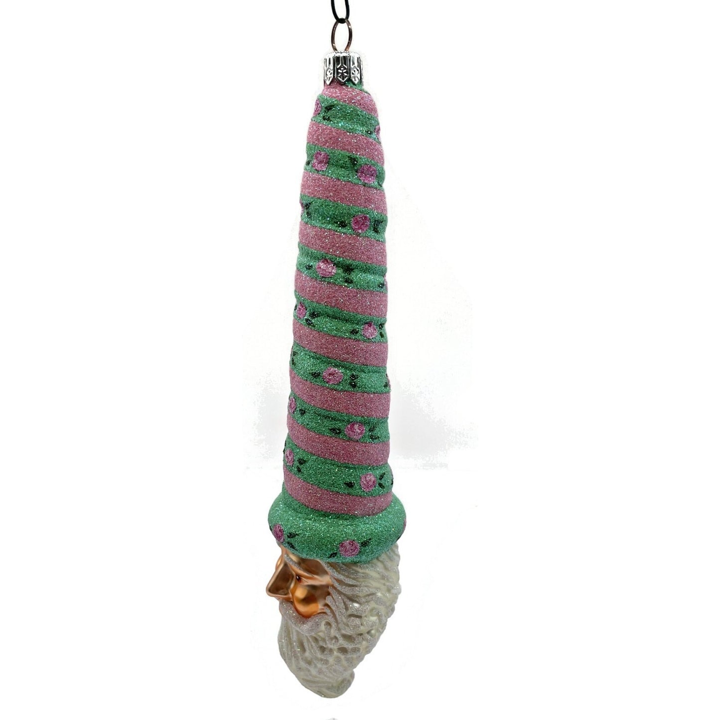 Patricia Breen Ornament Sucre Santa Pink Green Roses Spring Christmas Tree Decor