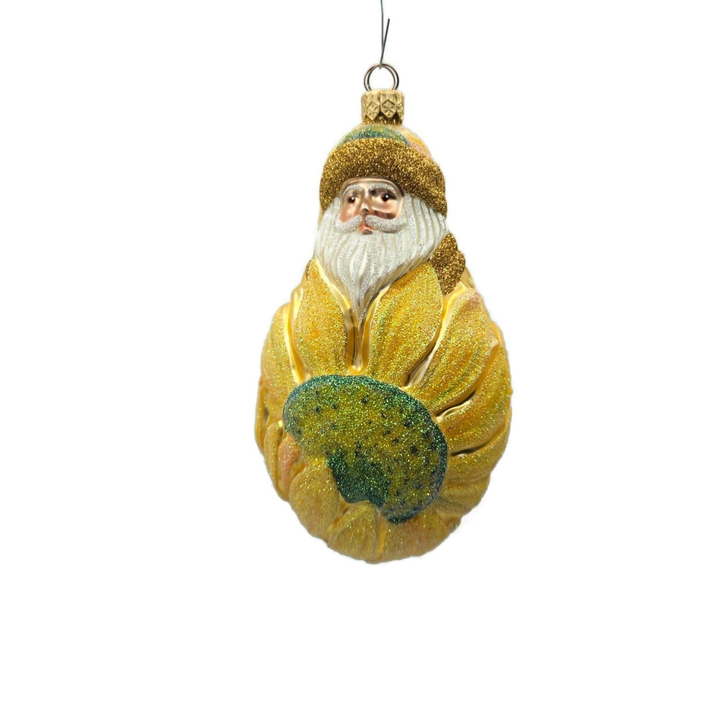 Patricia Breen Sunflower Santa Claus Yellow Floral Spring Christmas Ornament