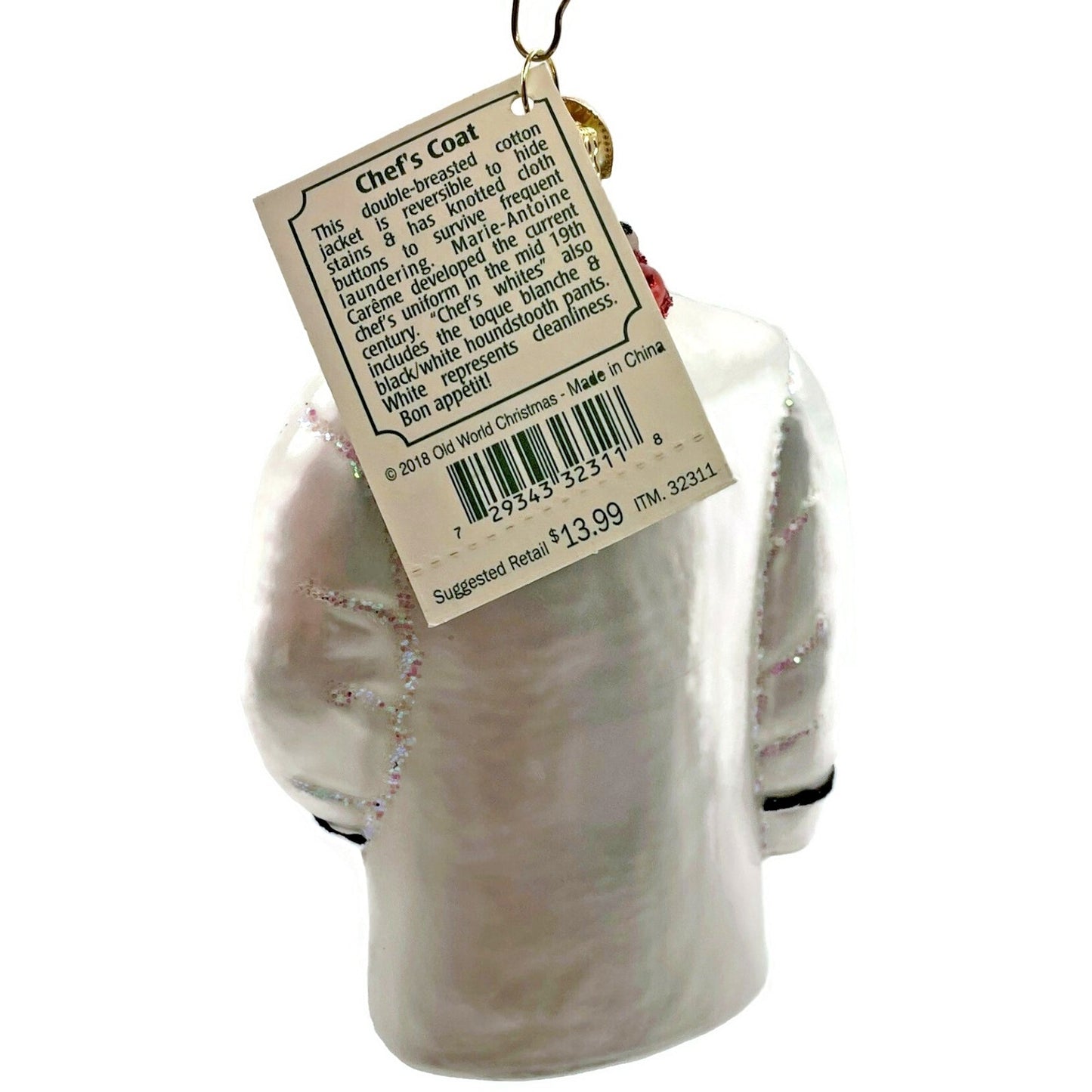 Chefs Coat White Jacket OWC Ornament Cooking Old World Christmas Tree Decor