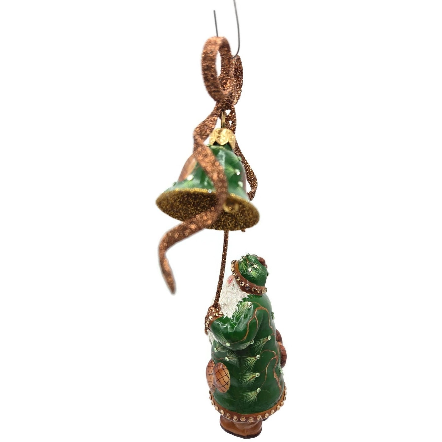 Patricia Breen Bellissimo Santa Claus Pine Cones Green Christmas Tree Ornament