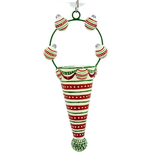 Patricia Breen Winter Cornucopia Horizontal Stripes Christmas Holiday Ornament