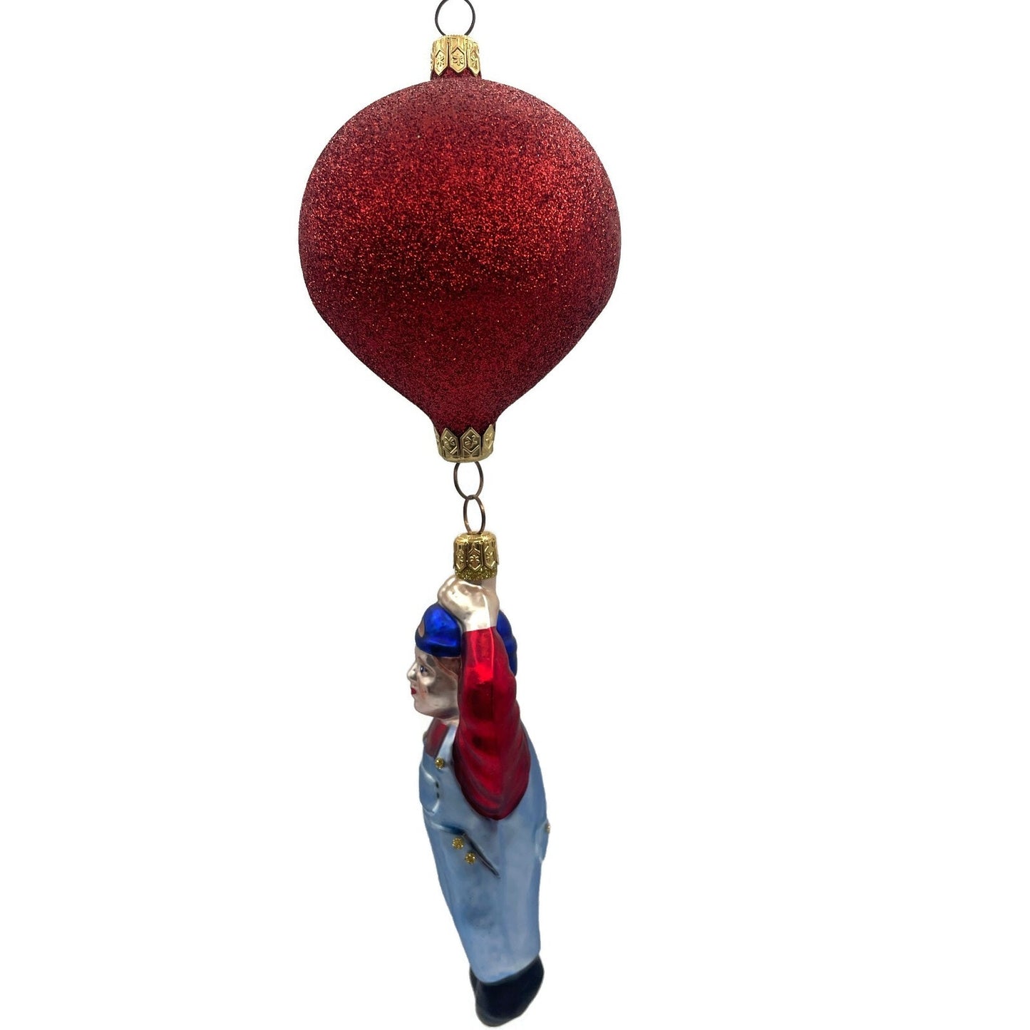 Patricia Breen Balloon Boy Light Blue Overalls Red Shirt Christmas Tree Ornament