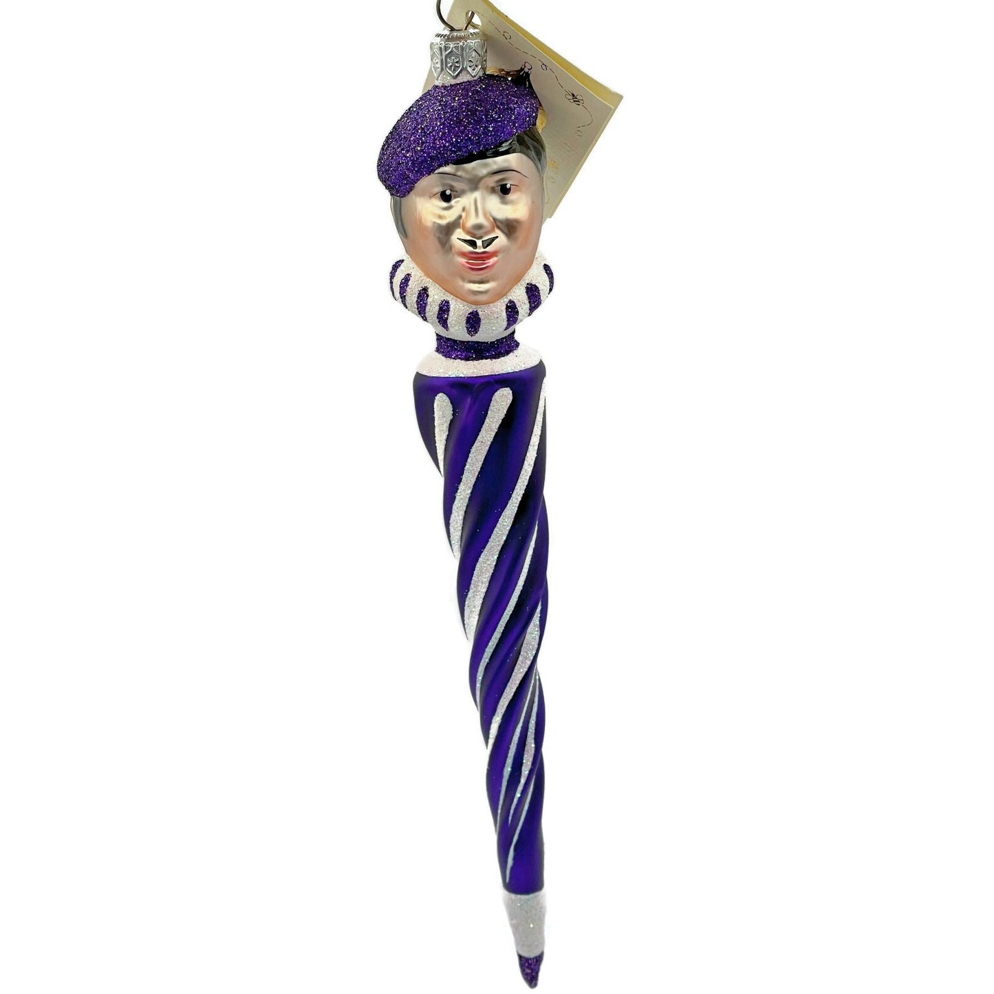 Patricia Breen French Twist Purple Pearl Glittered Stripes Christmas Ornament