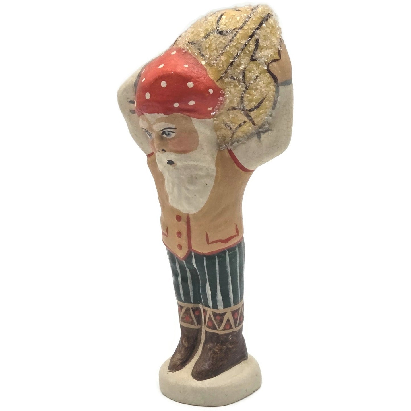 Vaillancourt Gnome Carrying Walnut Chalkware Folk Art Christmas Figurine